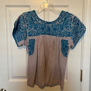 Buddy Love Navy Embroidered Top